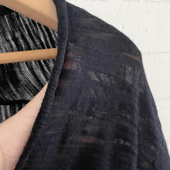 Sarah Pacini Knit Sweater Cardigan Tie-Front Merino Wool Black Oversized OS - Picture 6 of 12